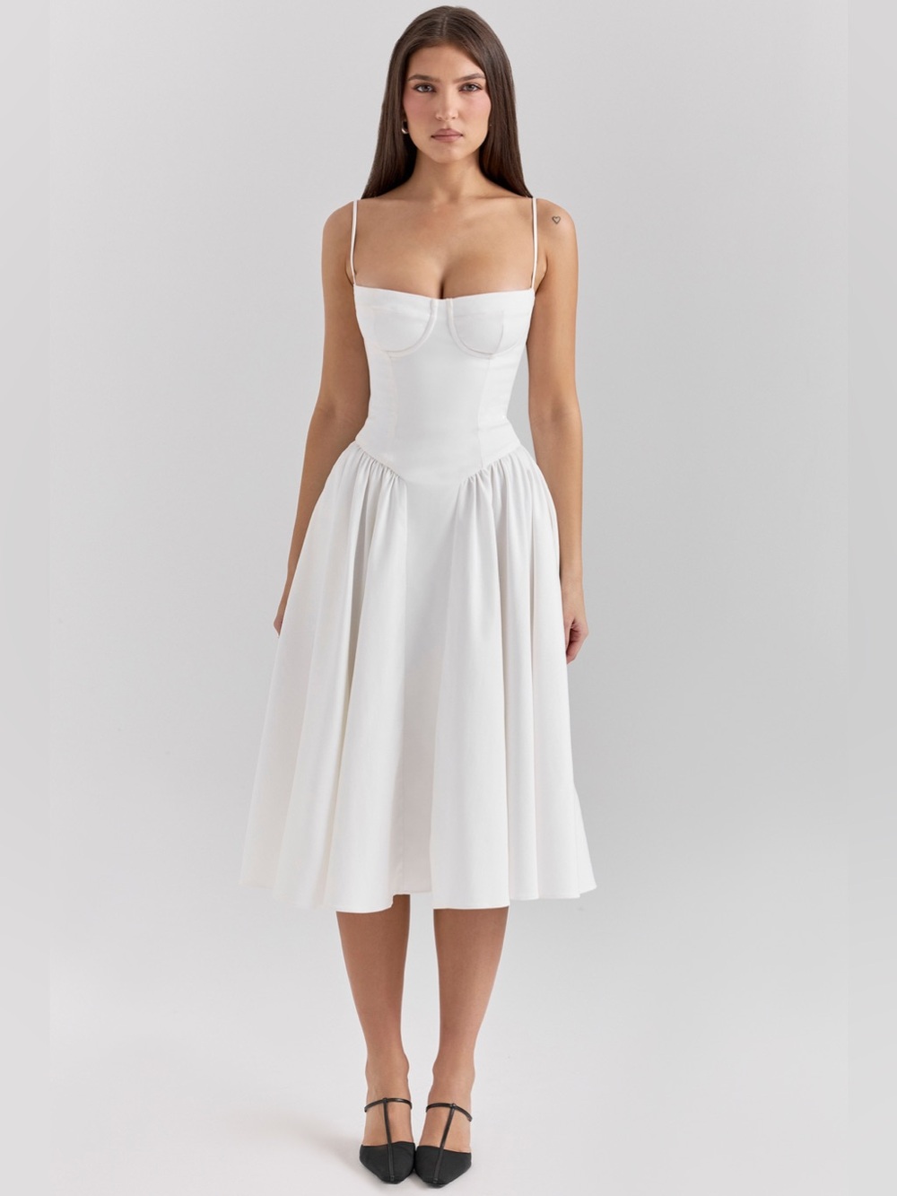 House of CB SAMARIA White Corset Midi Dress